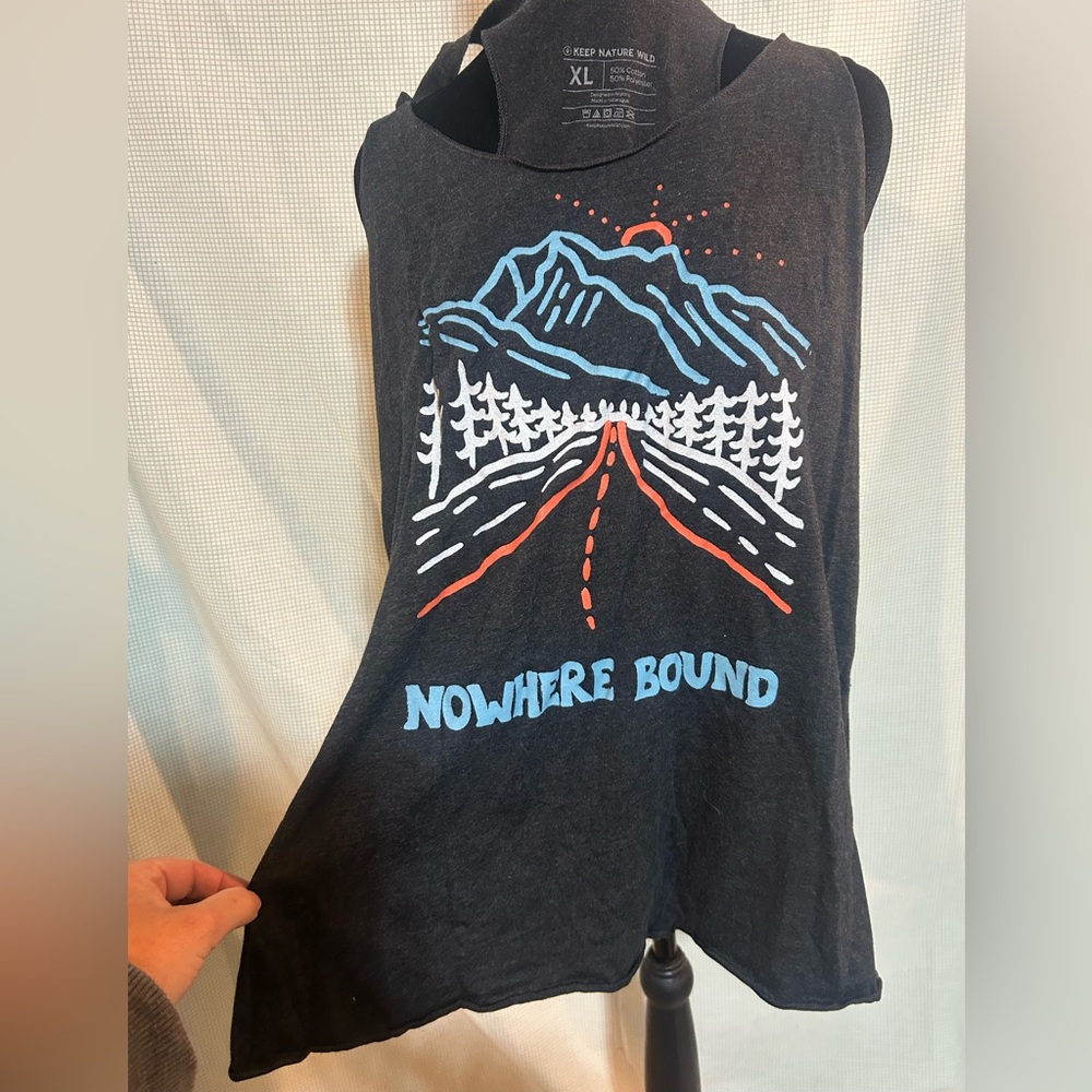 Nowhere Bound Graphic Tank Top - Black Mountain Road Outdoor Boho Festival NWOT